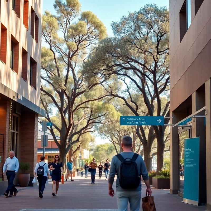 Street-level view toward the Melbournehub entrance on Northbourne Avenue, Canberra